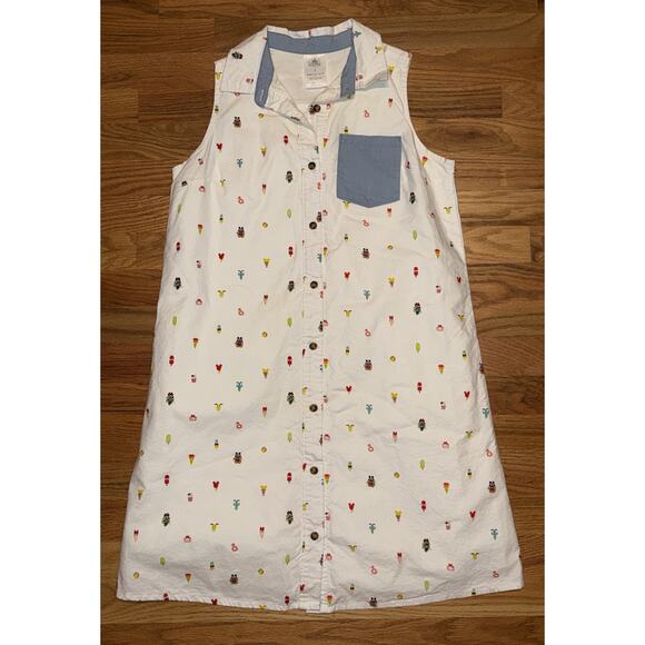 Disney button down cactus Dress Women Small White Camera Ice Cream Mickey Mouse - Picture 1 of 10